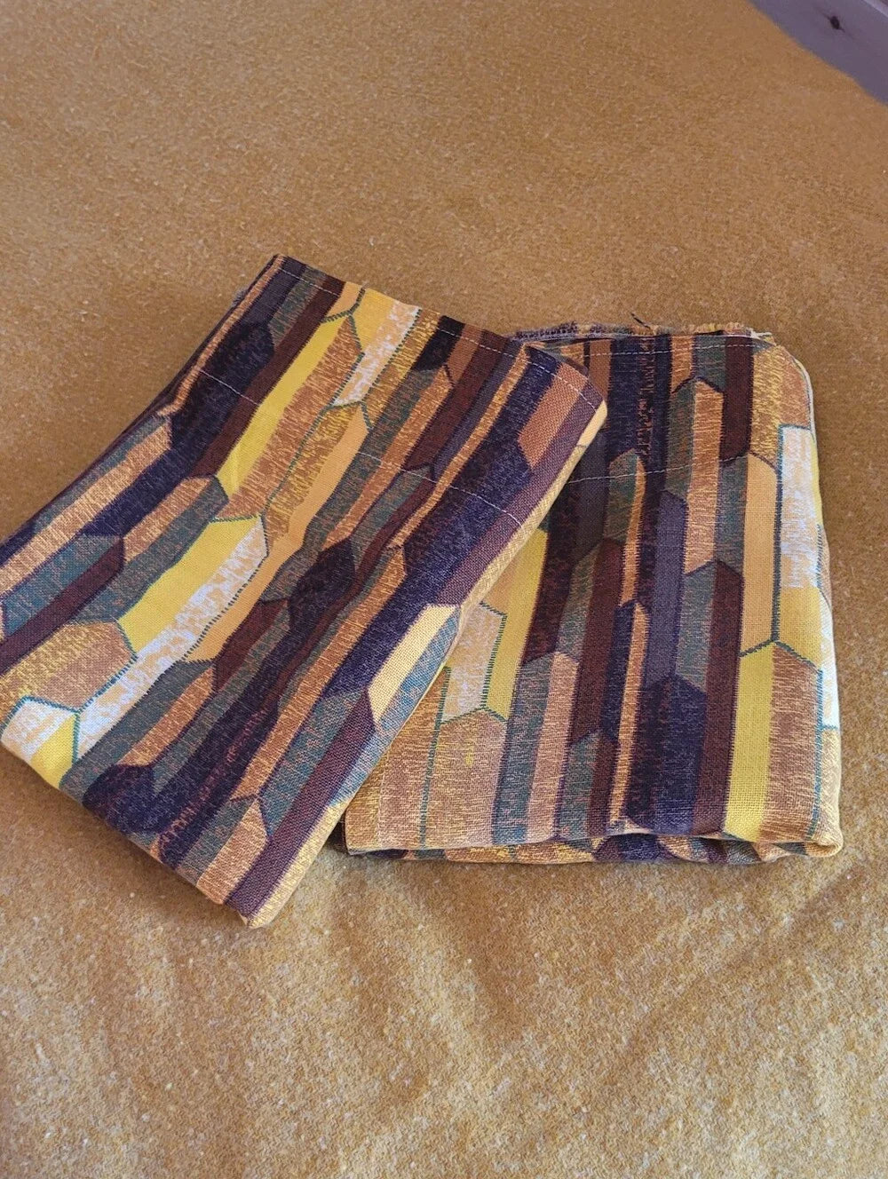 Vintage 70's Geometric Drapery Pair or Fabric opportunity Extra Wide