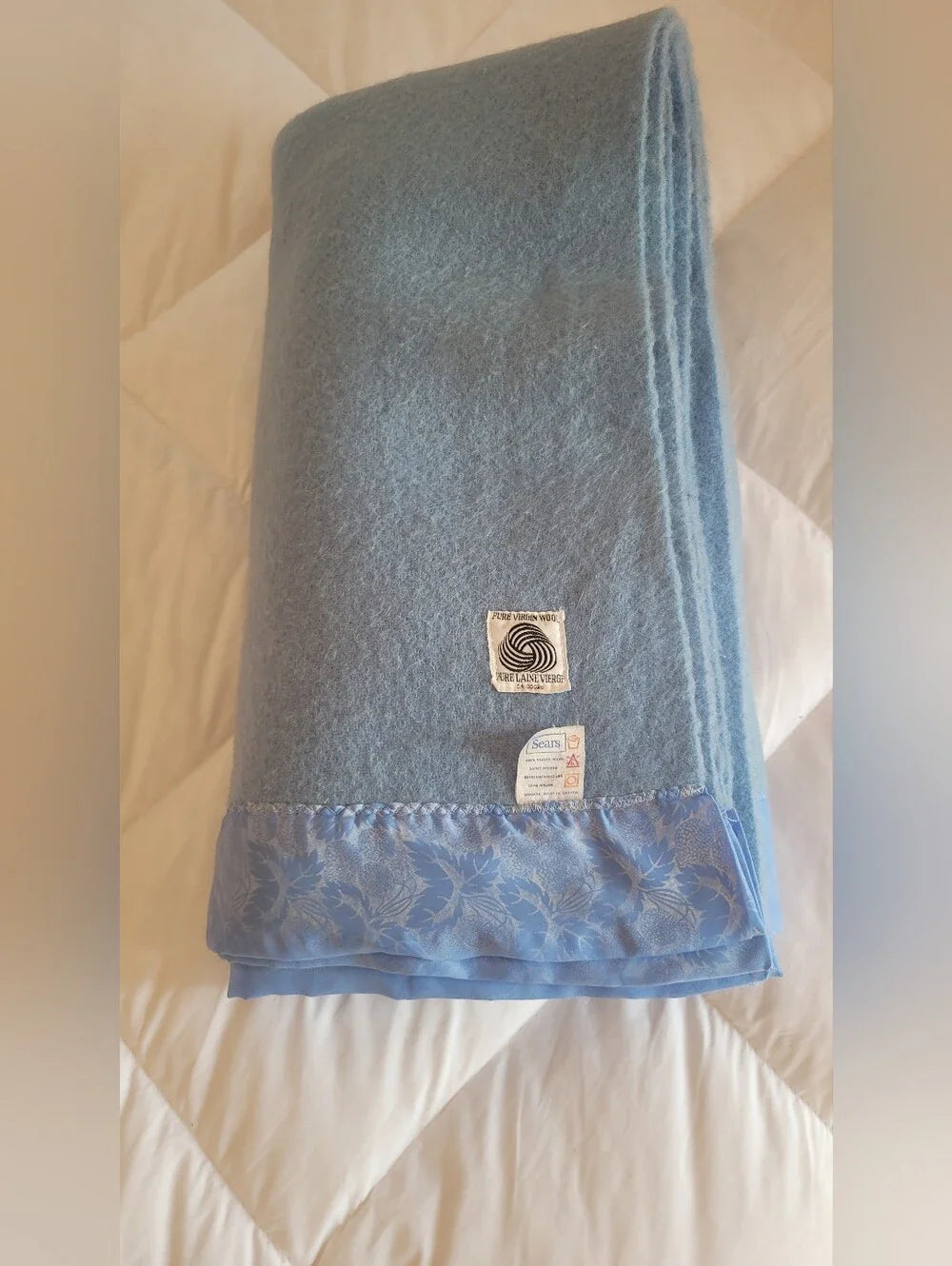Vintage DBL Sz 100% Virgin Wool Blanket