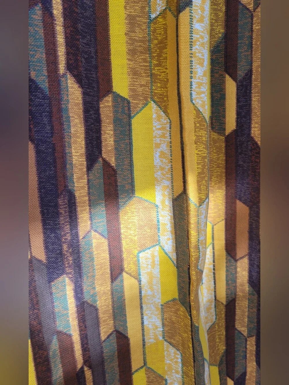 Vintage 70's Geometric Drapery Pair or Fabric opportunity Extra Wide