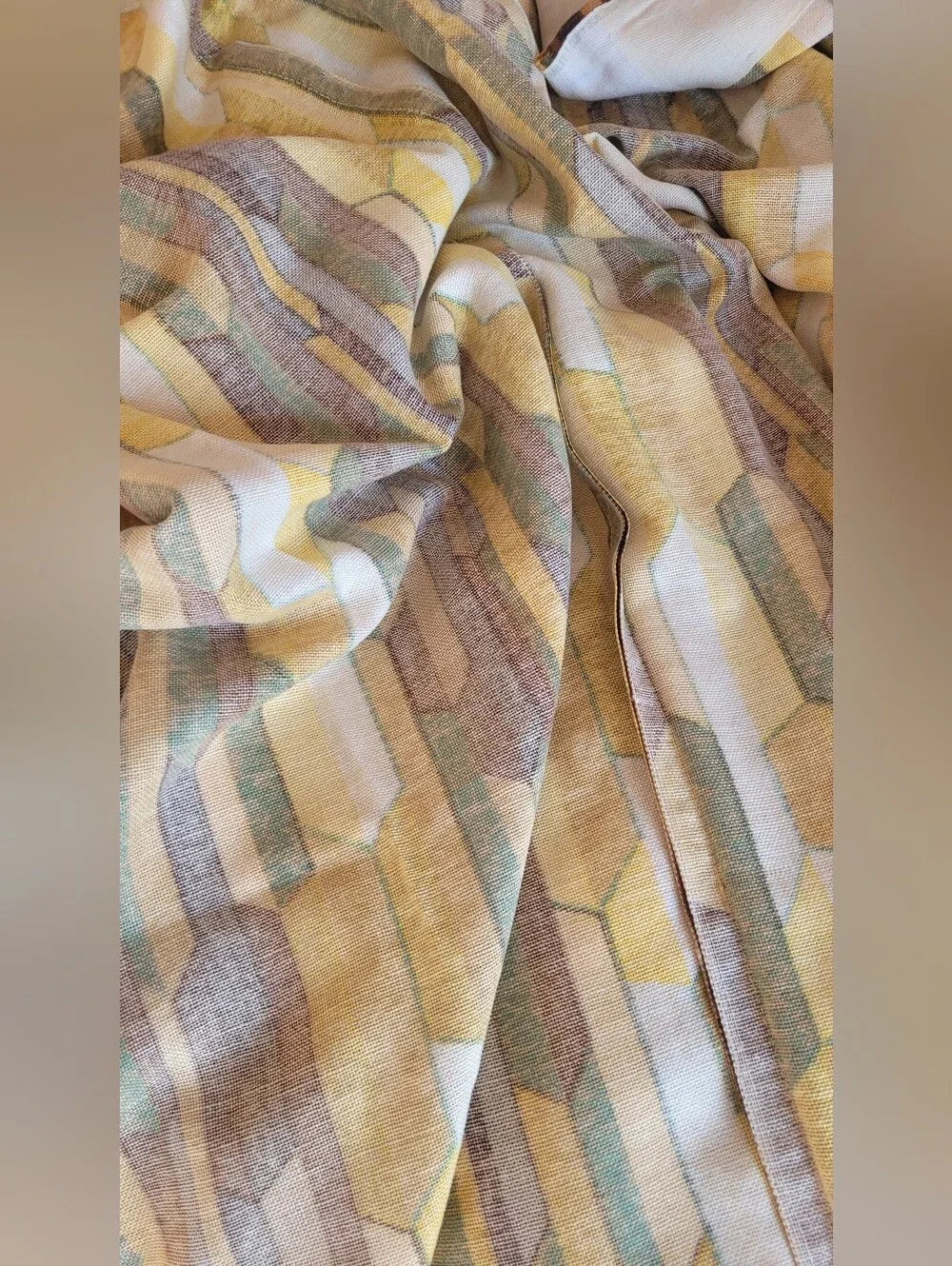 Vintage 70's Geometric Drapery Pair or Fabric opportunity Extra Wide