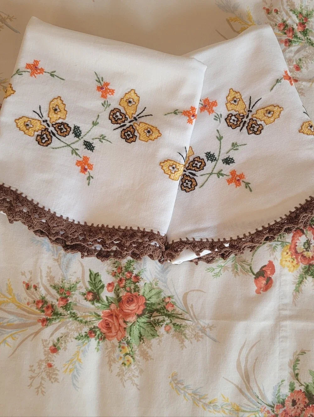 Vintage Double Full Sz, extra long Bedding Curation 3pc