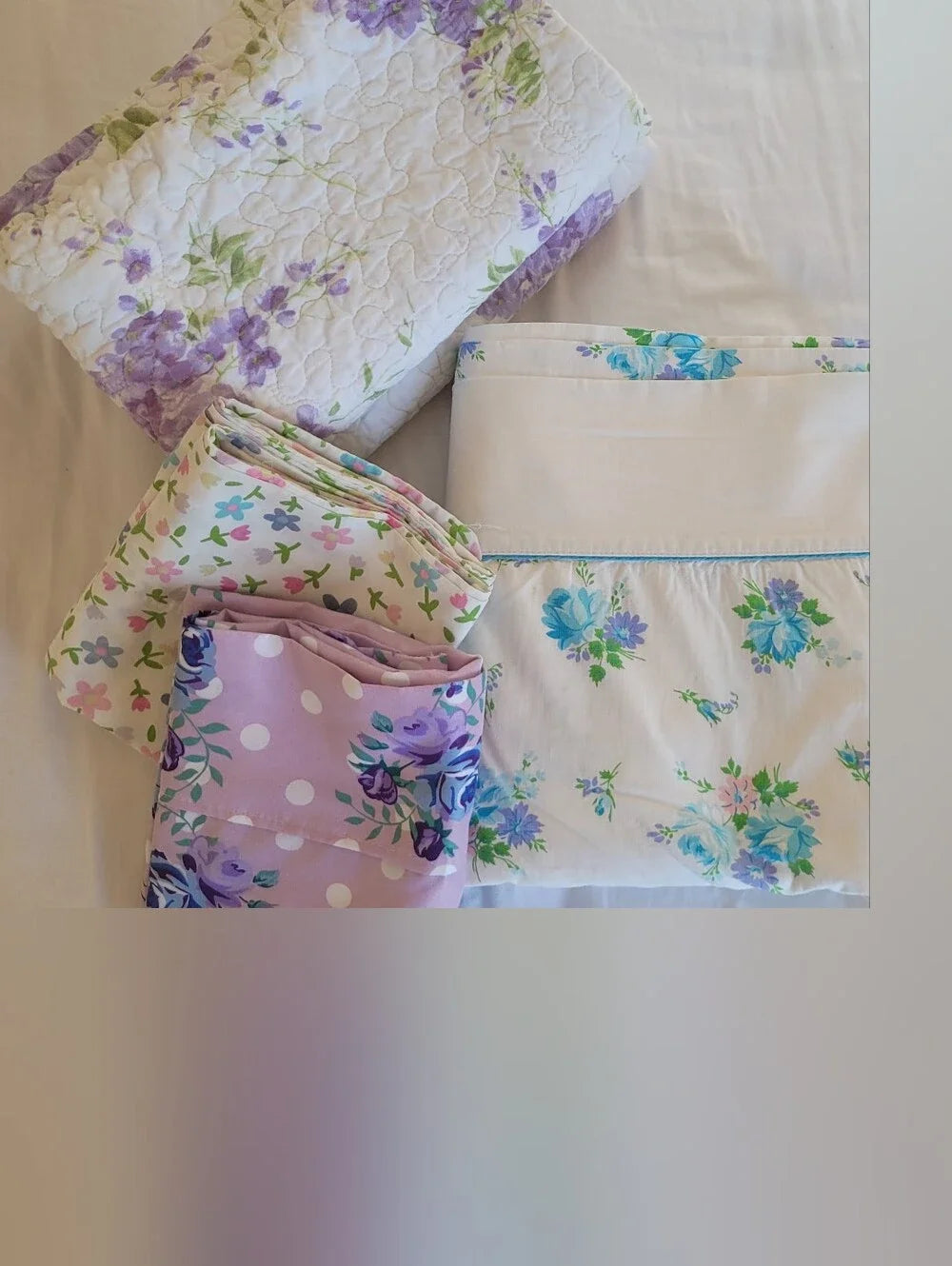 Vintage Queen Sz 6 Pc Bedding Curation