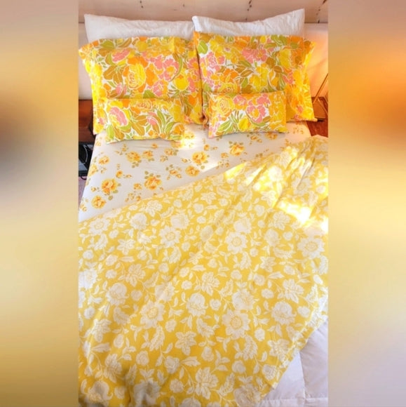 VINTAGE Full / Double Size 6pc Bedding Curation w/deadstock novelty!