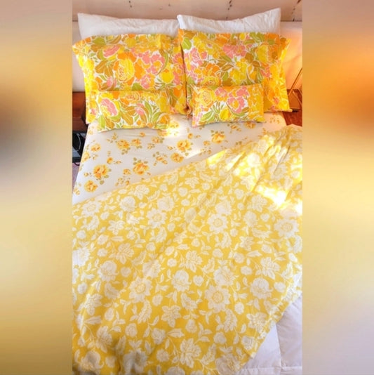VINTAGE Full / Double Size 6pc Bedding Curation w/deadstock novelty!