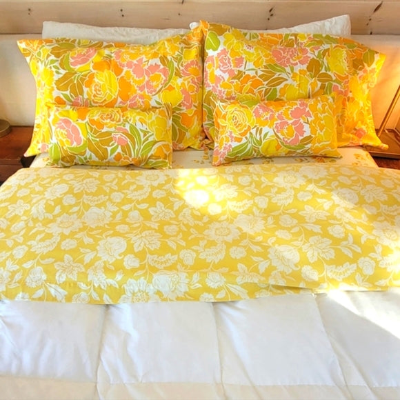 VINTAGE Full / Double Size 6pc Bedding Curation w/deadstock novelty!
