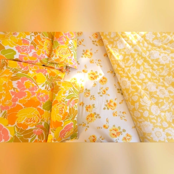 VINTAGE Full / Double Size 6pc Bedding Curation w/deadstock novelty!