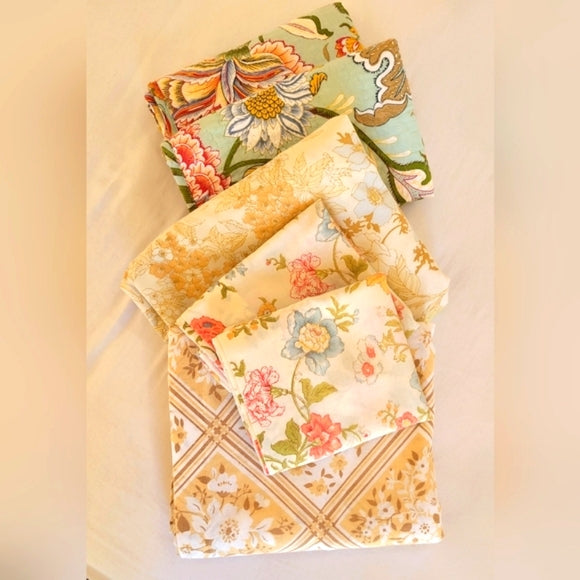 VINTAGE Queen Sz Bedding 6pc Curation Pastels, Muted, Florals, Geo.
