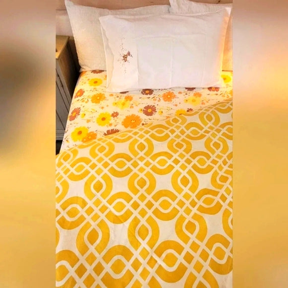 VINTAGE Double / FULL Sz 3pc Bedding Curation, Cotton & Cot/poly Blend, Embroidered