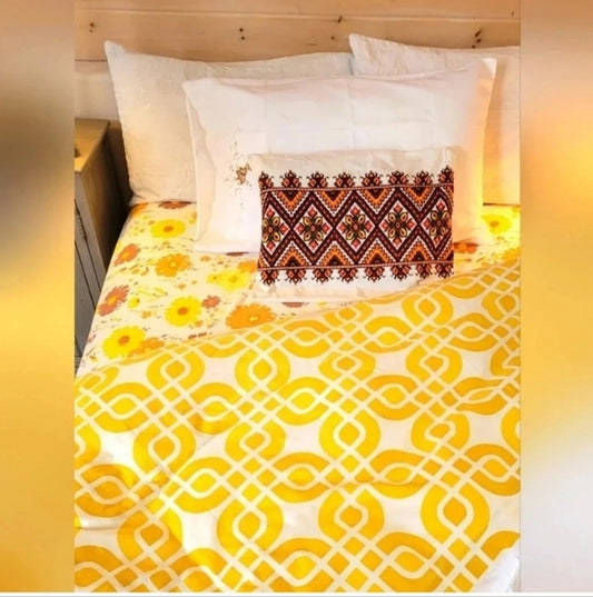 VINTAGE Double / FULL Sz 3pc Bedding Curation, Cotton & Cot/poly Blend, Embroidered