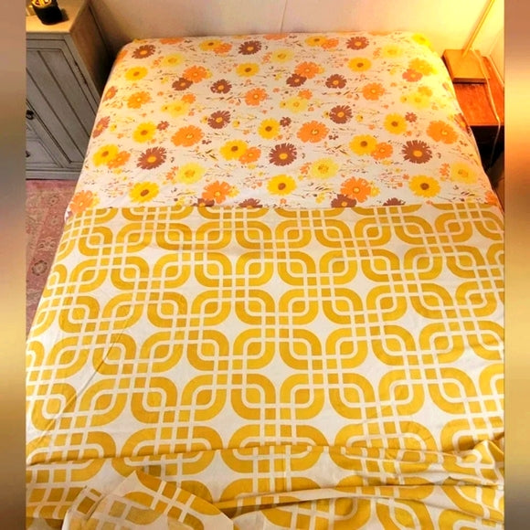 VINTAGE Double / FULL Sz 3pc Bedding Curation, Cotton & Cot/poly Blend, Embroidered