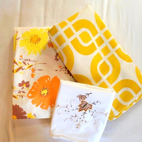 VINTAGE Double / FULL Sz 3pc Bedding Curation, Cotton & Cot/poly Blend, Embroidered