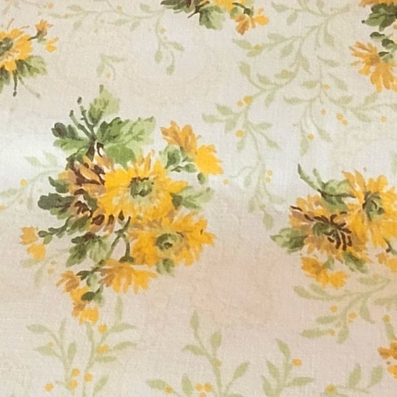 Vintage Full Double Sz 3pc Bedding Set. Sunflowers Motif, Sears, 50/50 Blend