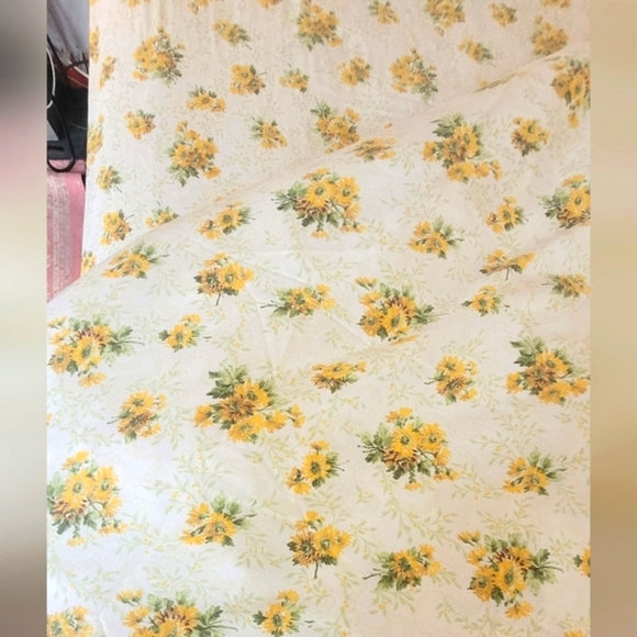 Vintage Full Double Sz 3pc Bedding Set. Sunflowers Motif, Sears, 50/50 Blend