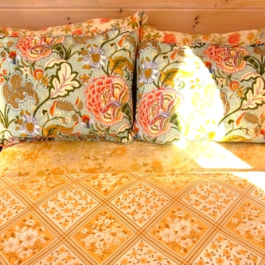 VINTAGE Queen Sz Bedding 6pc Curation Pastels, Muted, Florals, Geo.