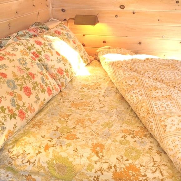 VINTAGE Queen Sz Bedding 6pc Curation Pastels, Muted, Florals, Geo.