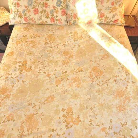 VINTAGE Queen Sz Bedding 6pc Curation Pastels, Muted, Florals, Geo.
