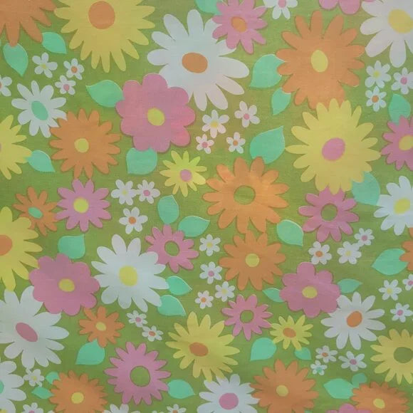 Vintage Double Size Flat Top Sheet 100% Cotton