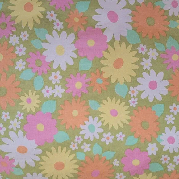 Vintage Double Size Flat Top Sheet 100% Cotton