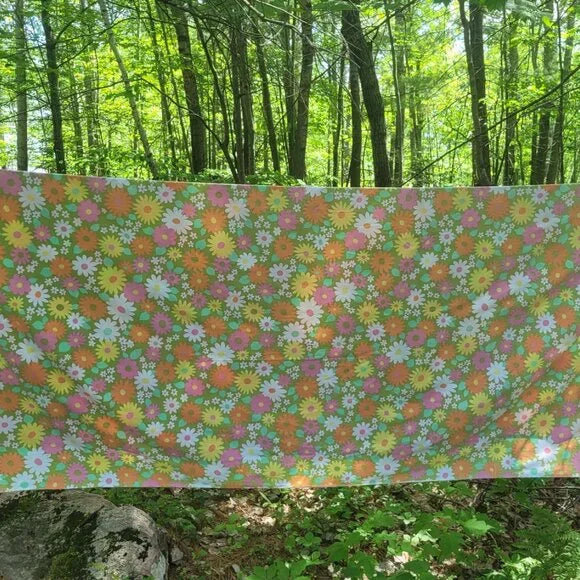 Vintage Double Size Flat Top Sheet 100% Cotton