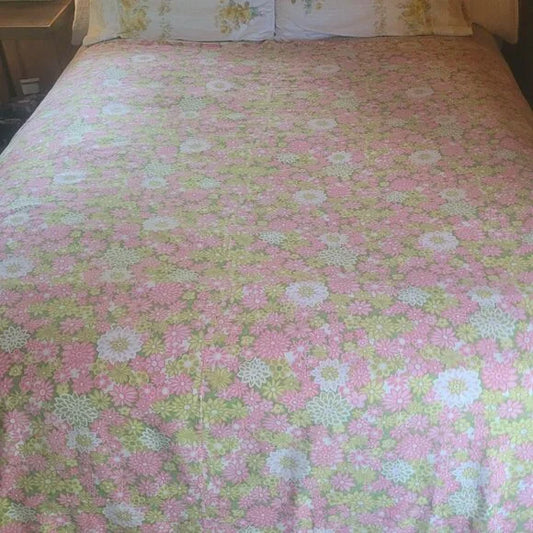 Vintage Single / Twin Size  Top Flat Sheet 100% Cotton