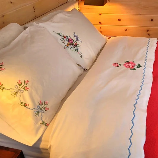 Vintage Full / Double Size 3pc Bedsheet Set !00% Cotton