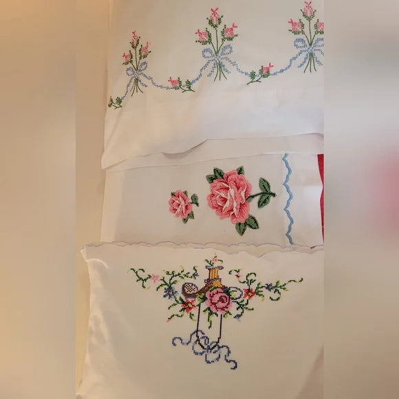 Vintage Full / Double Size 3pc Bedsheet Set !00% Cotton