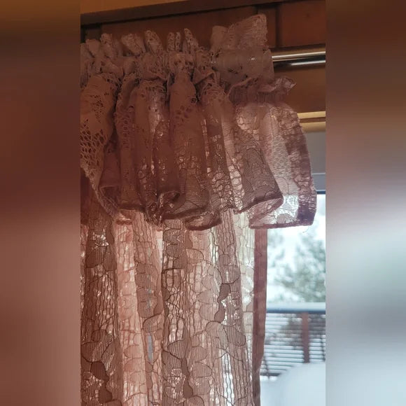 Vintage Vibes XLarge LACE Curtains (Pair) Blush Pink. 74 X 60 ea