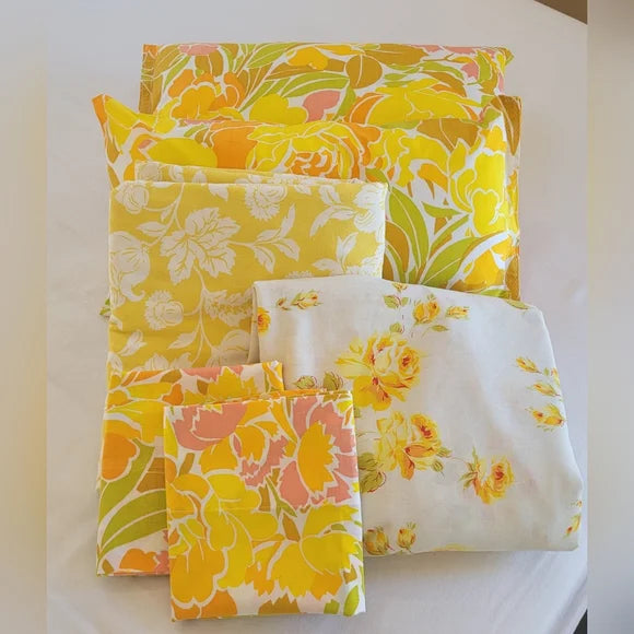 VINTAGE Full / Double Size 6pc Bedding Curation w/deadstock novelty!