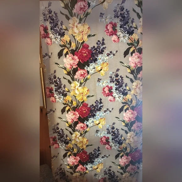 Retro Shabby Cotton Floral Drapery Panel 45"wide X 82" Long