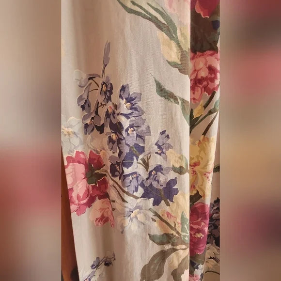Retro Shabby Cotton Floral Drapery Panel 45"wide X 82" Long