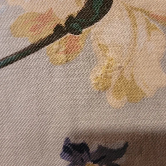 Retro Shabby Cotton Floral Drapery Panel 45"wide X 82" Long