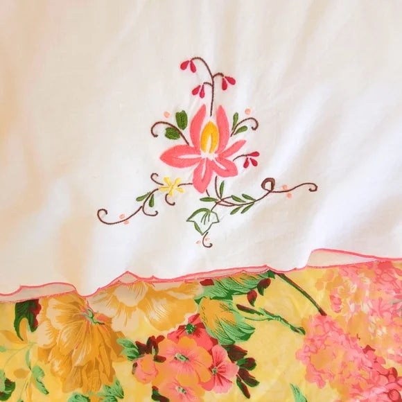 VINTAGE Double Full sz Bedding Curation, 4pc Set. 100% Cottons & Cotton/Poly Blends.