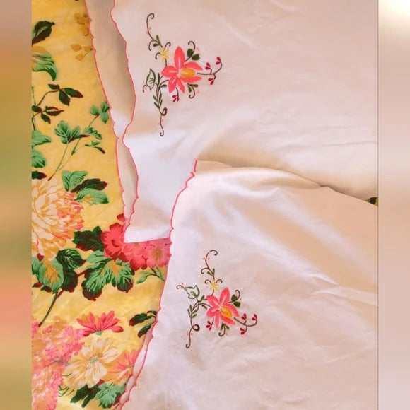 VINTAGE Double Full sz Bedding Curation, 4pc Set. 100% Cottons & Cotton/Poly Blends.