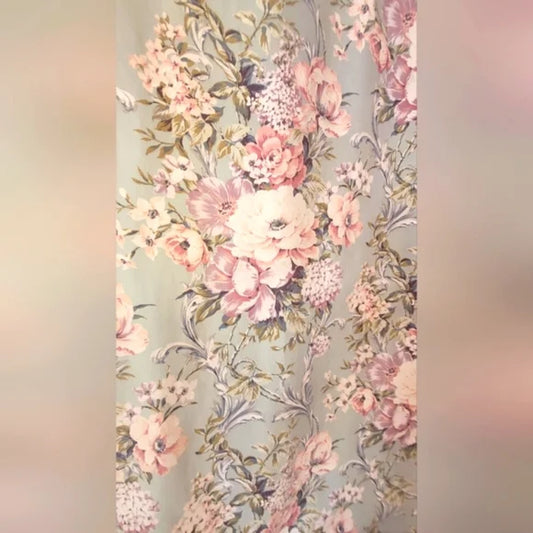 VINTAGE Pastel Floral Chintz Drapery Panel. 48"w X 51"long