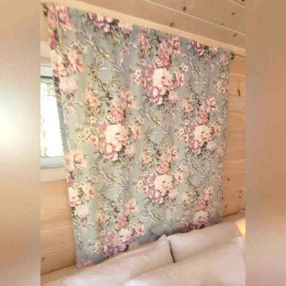 VINTAGE Pastel Floral Chintz Drapery Panel. 48"w X 51"long