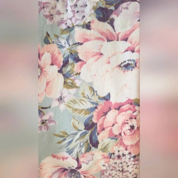 VINTAGE Pastel Floral Chintz Drapery Panel. 48"w X 51"long
