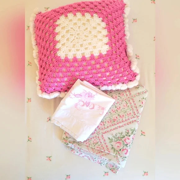 VINTAGE Full / Double 4PC Bedding Curation Cotton And Cott/poly Blends
