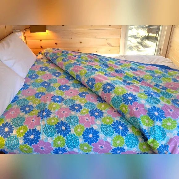 VINTAGE 100% Cotton QN or DBL 2pc Sheet Set Flower Power