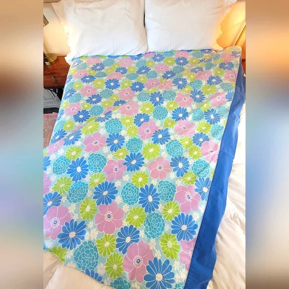 VINTAGE 100% Cotton QN or DBL 2pc Sheet Set Flower Power