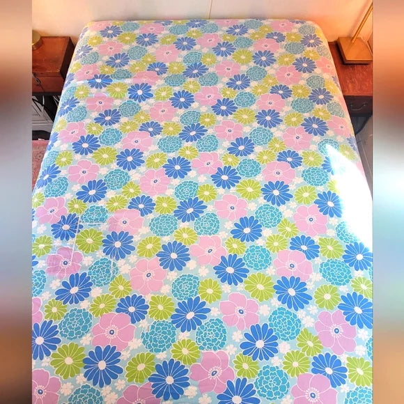 VINTAGE 100% Cotton QN or DBL 2pc Sheet Set Flower Power