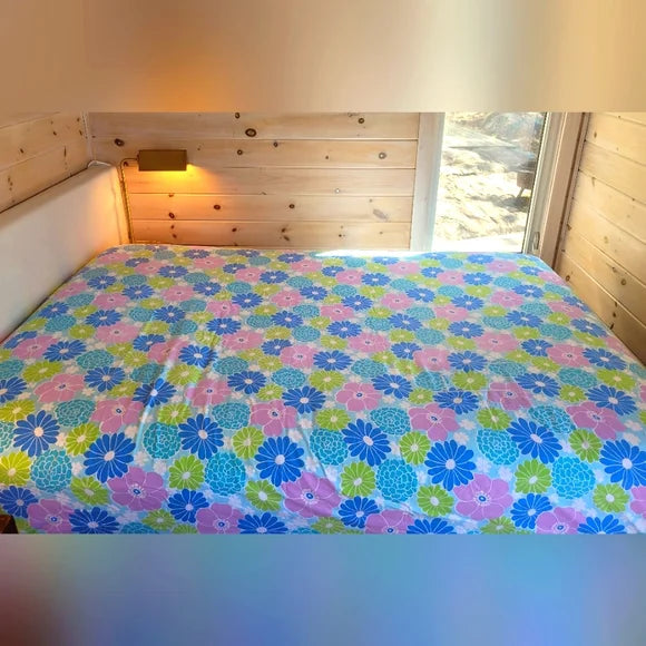 VINTAGE 100% Cotton QN or DBL 2pc Sheet Set Flower Power