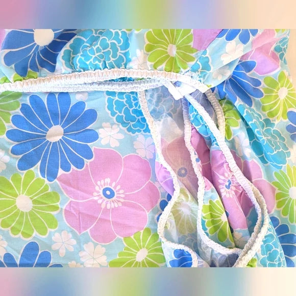 VINTAGE 100% Cotton QN or DBL 2pc Sheet Set Flower Power