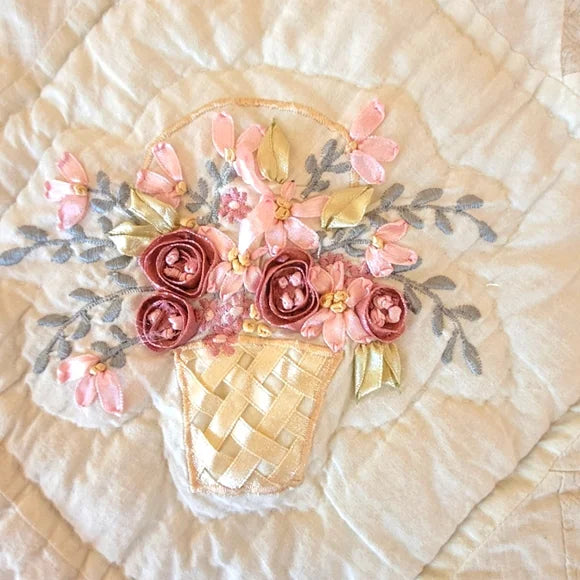 VINTAGE 100% Cotton, Handstitched Quilt Queen Sz W/ Pillowcases 5pcs Curation