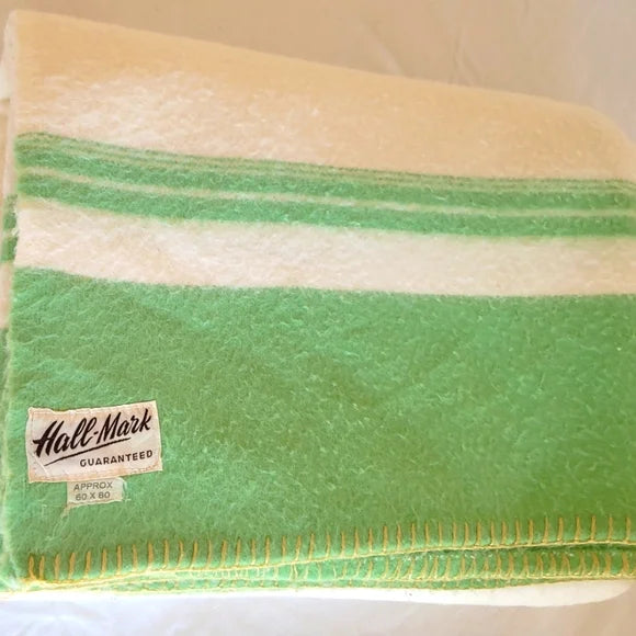 Vintage Hall-Mark Wool Blend Blanket 60x80