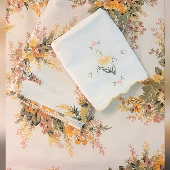 VINTAGE Single/Twin sz Bedding Set. 3pc