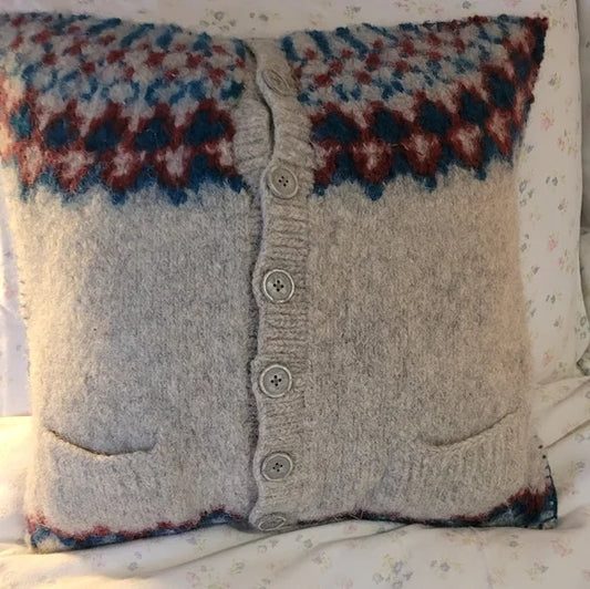 100% Wool Sweater Pillow 16x16