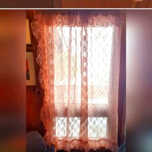 Vintage Vibes XLarge LACE Curtains (Pair) Blush Pink. 74 X 60 ea