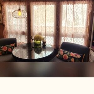 Vintage Vibes XLarge LACE Curtains (Pair) Blush Pink. 74 X 60 ea