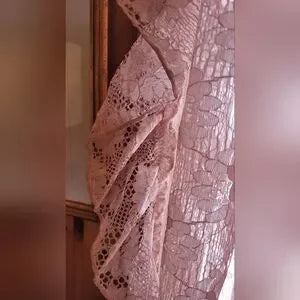 Vintage Vibes XLarge LACE Curtains (Pair) Blush Pink. 74 X 60 ea
