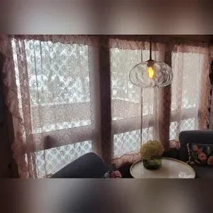 Vintage Vibes XLarge LACE Curtains (Pair) Blush Pink. 74 X 60 ea